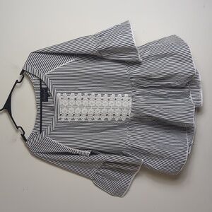 NWOT Cottagecore Popover Blouse Embroidered Panel Lace Women's Oversized Medium